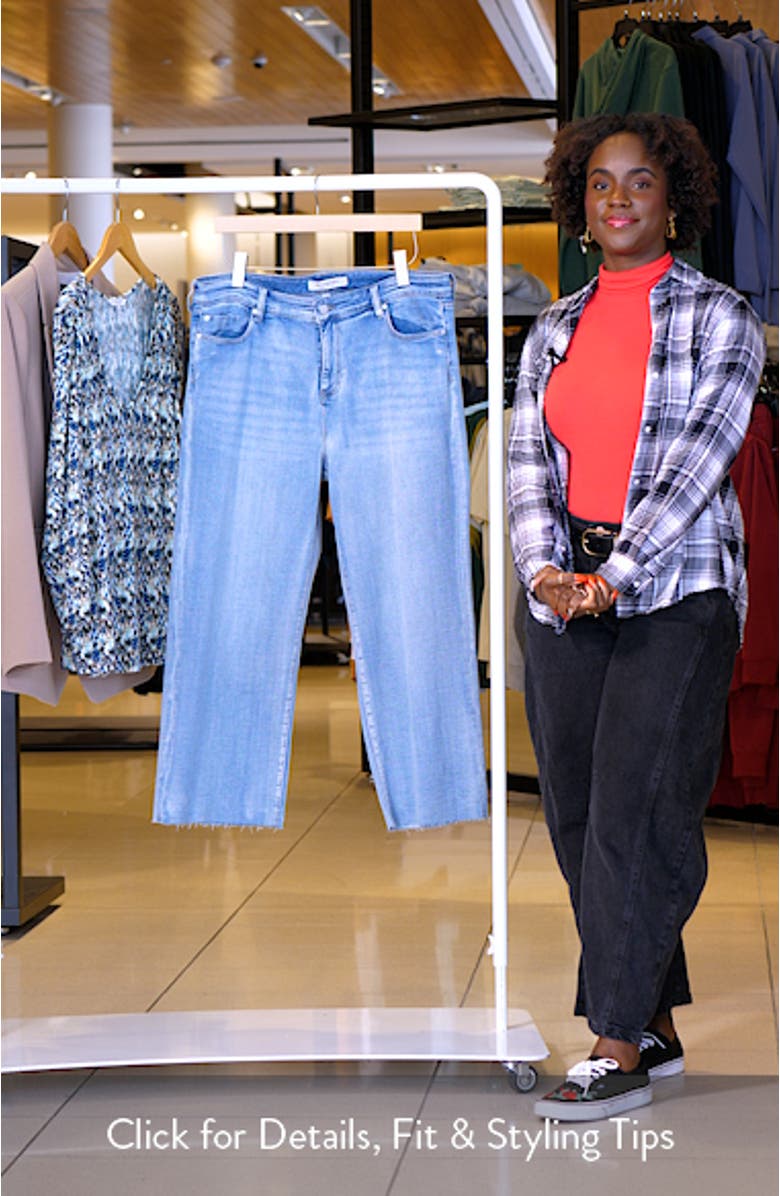 Stride Raw Hem High Waist Crop Wide Leg Jeans, sales video thumbnail