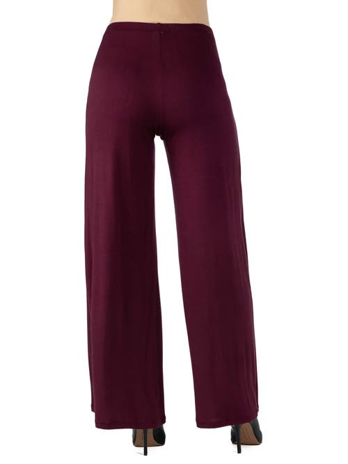 24seven Comfort Apparel Plus Size Elastic Waist Flared Leg Palazzo Pants In Purple