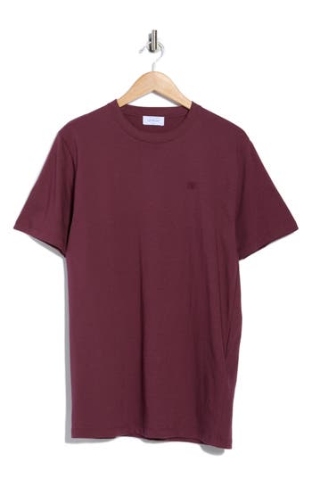 Off-white Ow Embroidered Cotton T-shirt In Burgundy