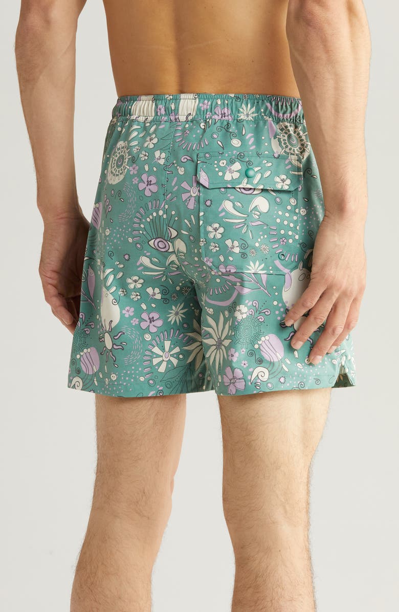 Marine Layer Floral Mechanical Stretch Swim Trunks, Alternate, color, 