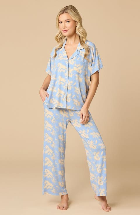 Soft Sleep Caftan Top and Cropped Pant Pajama Set