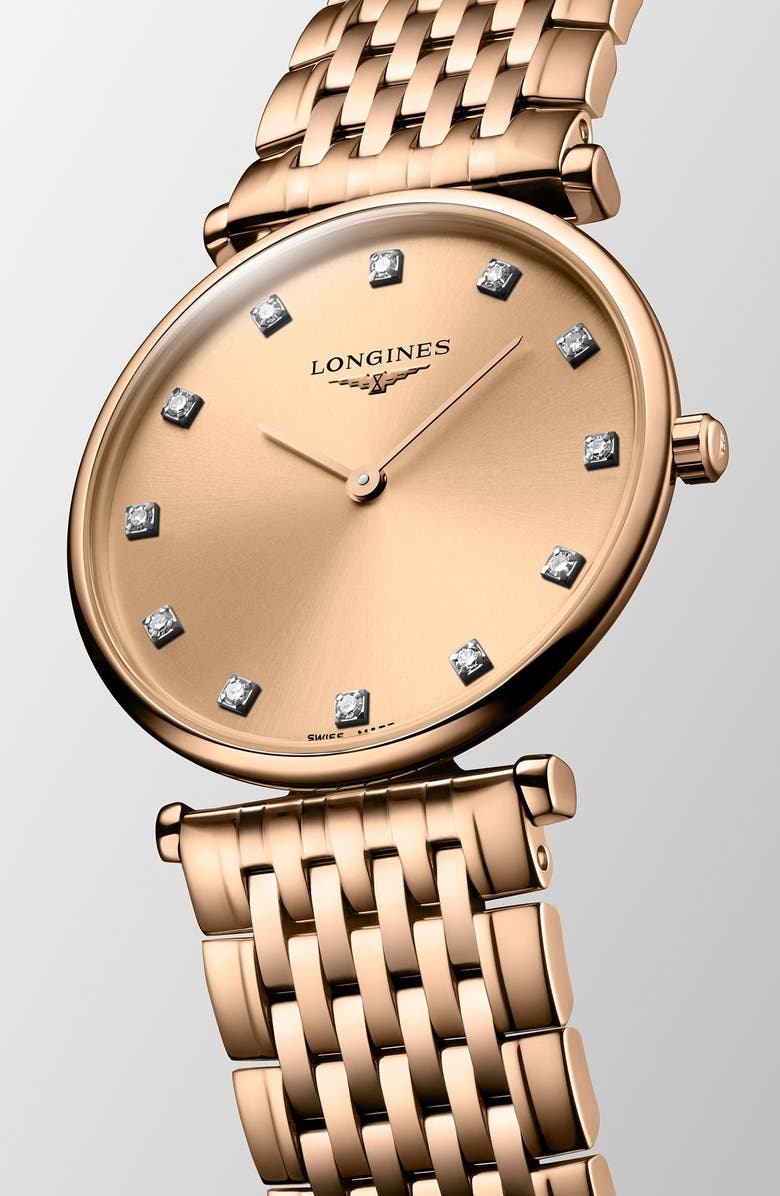 Longines La Grande Classique Diamond Bracelet Watch, 29mm, Alternate, color, Pink