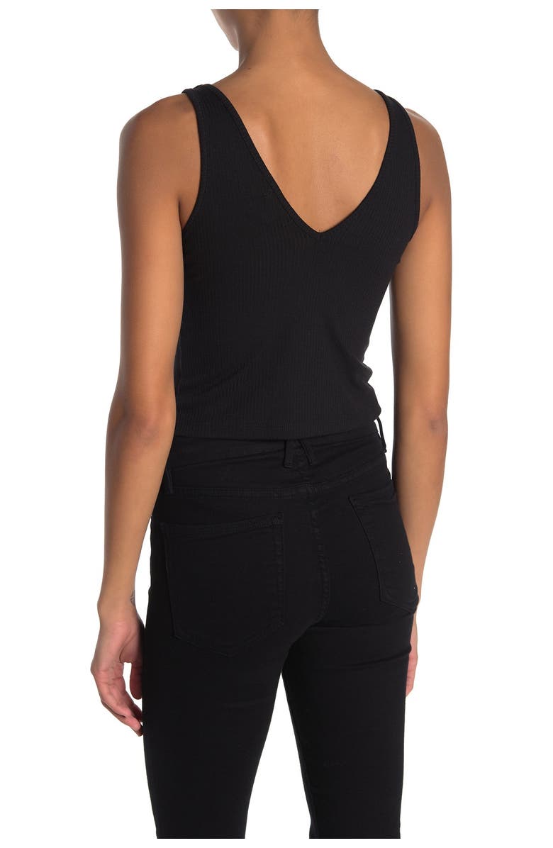 Abound Double V-Neck Ribbed Crop Tank Top, Alternate, color,