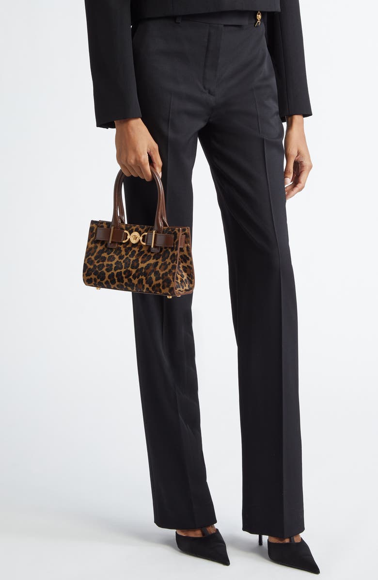 Versace Small Medusa 95 Leopard Print Genuine Calf Hair Tote, Alternate, color,