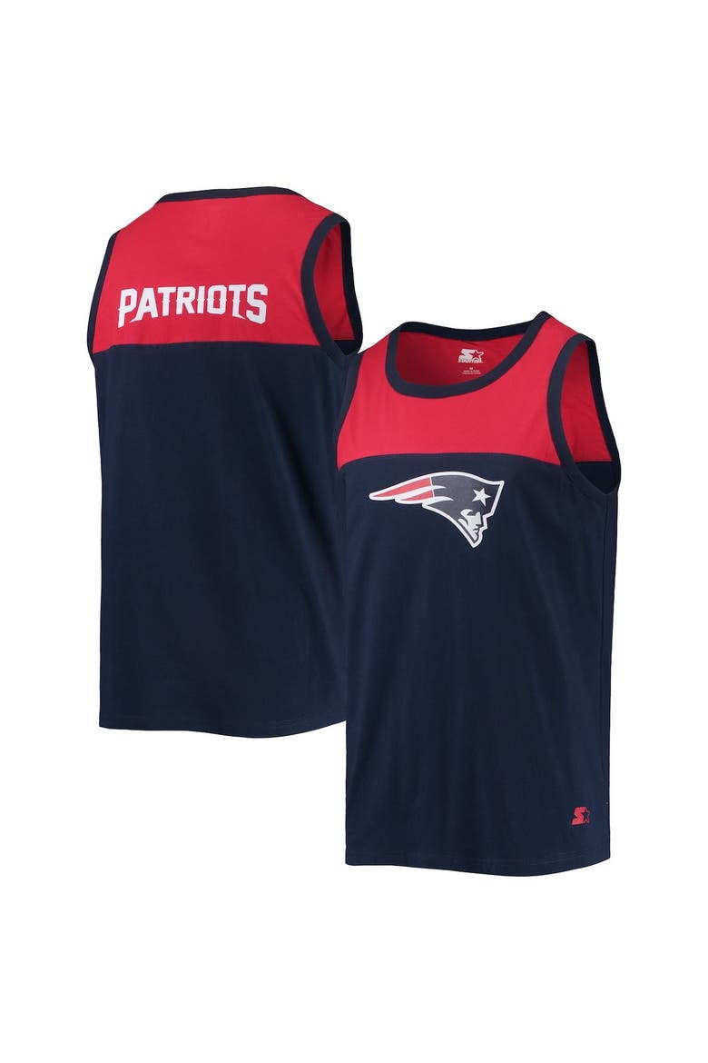 Men's Starter Navy/Red New England Patriots Team Touchdown Fashion Tank Top, Main, color, Navy