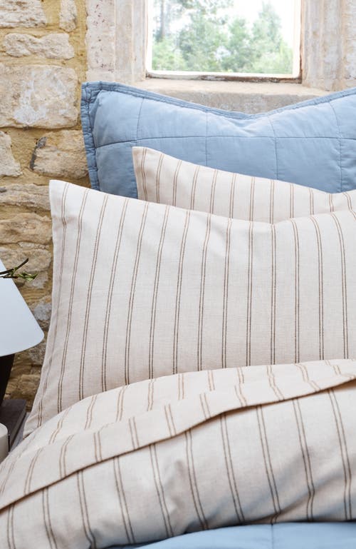 Christy Flannel Stripe Brushed Cotton Pillow Sham Pairs In Brown