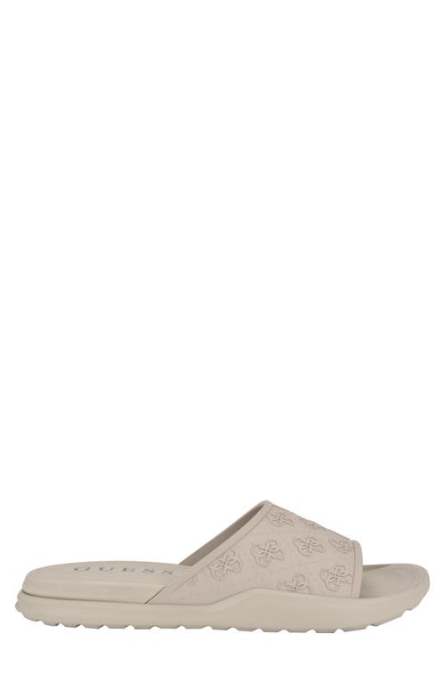 Guess Magaria Slide Sandal In Light Grey Logo Multi
