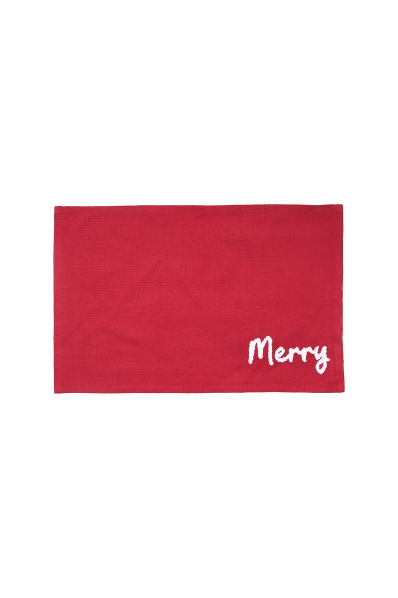 Christmas Holiday Tufted Solid Placemats Set of 4, Alternate, color, Red