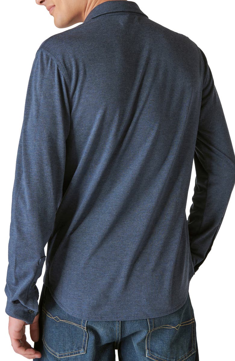 Lucky Brand Knit Button-Up Shirt, Alternate, color, Black Iris