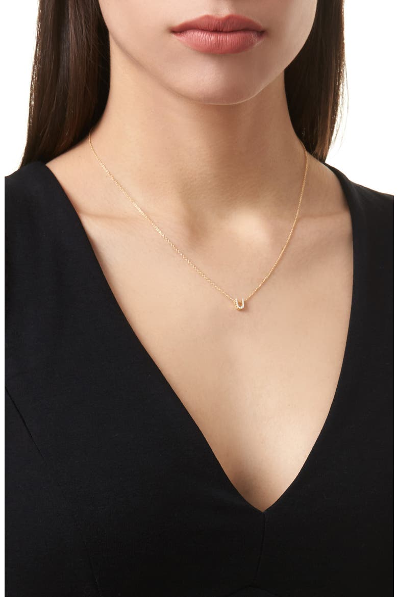 18k Gold Pavé Diamond Initial Pendant Necklace, Alternate, color, 18K YELLOW GOLD - U