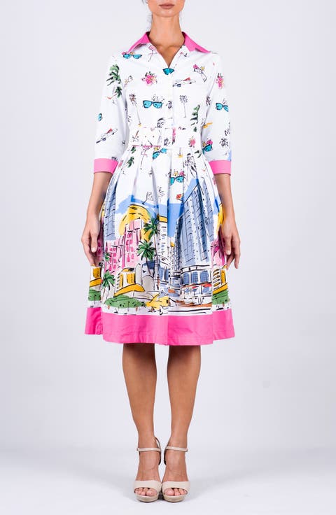 Pleated Stretch Audrey Shirtdress