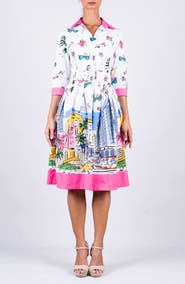 SAMANTHA SUNG Pleated Stretch Audrey Shirtdress
