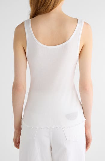 Guipure Trim Rib Fitted Cotton Jersey Tank