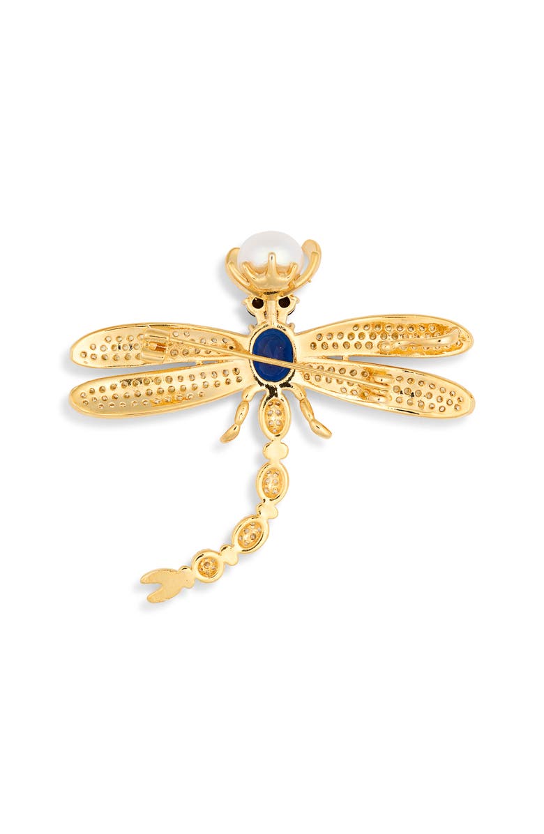EYE CANDY LOS ANGELES Cassandra Cubic Zirconia Damselfly Brooch, Alternate, color, Gold