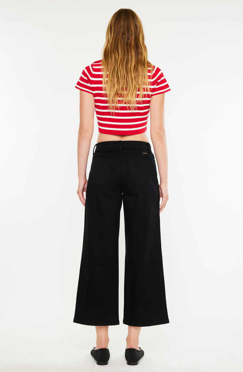 KanCan Shea High Rise Cropped Wide Leg Jeans, Alternate, color, Black