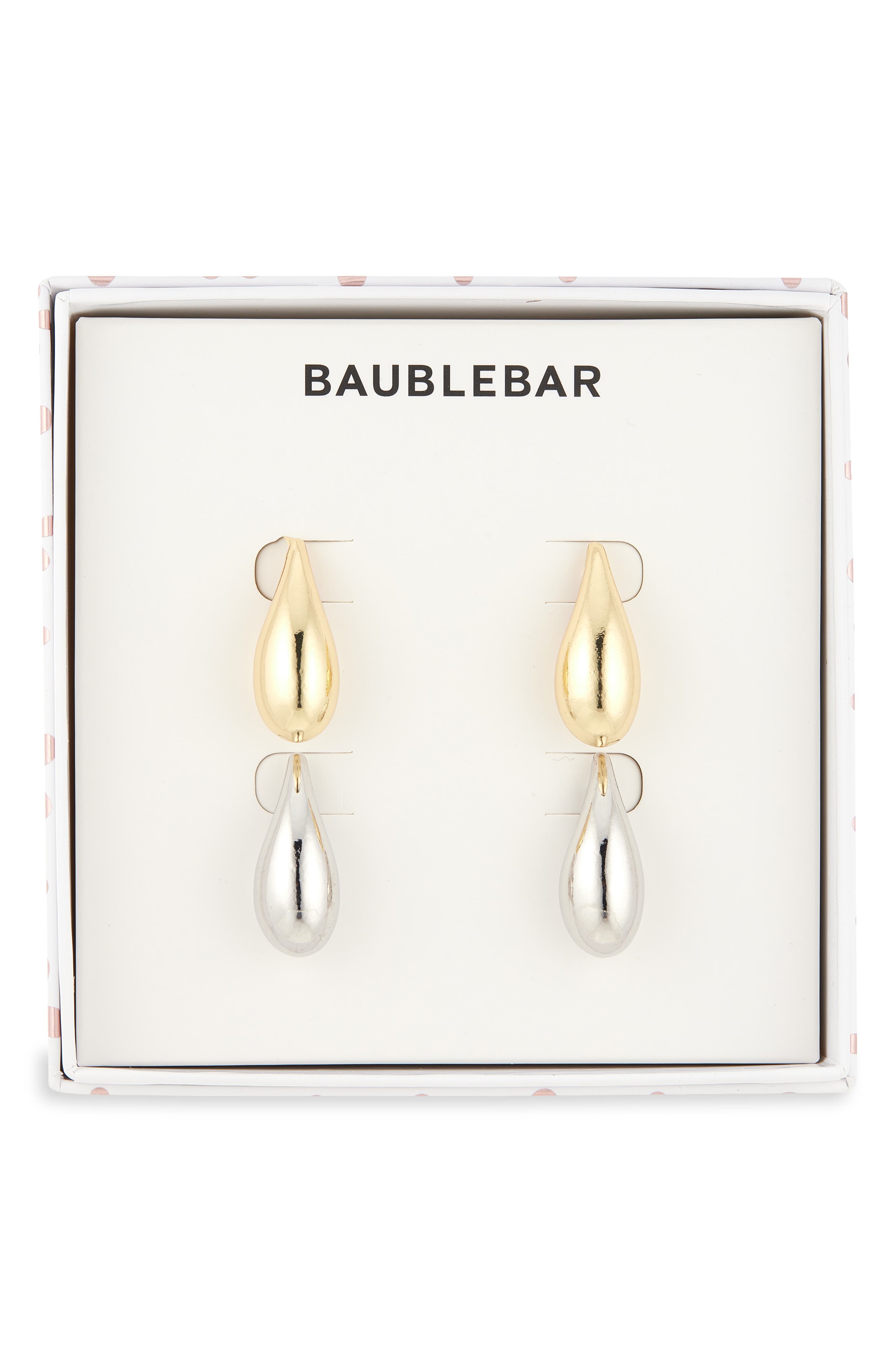 BaubleBar Set of 2 Two-Tone Teardrop Stud Earrings