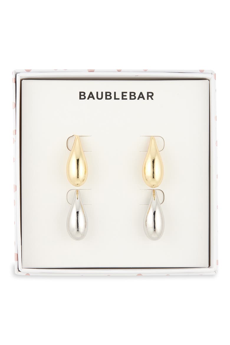 Set of 2 Two-Tone Teardrop Stud Earrings, Main, color, GOLD/SILVER