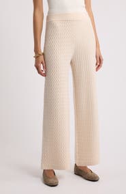 Nordstrom Cable Knit Wool & Cashmere Wide Leg Pants