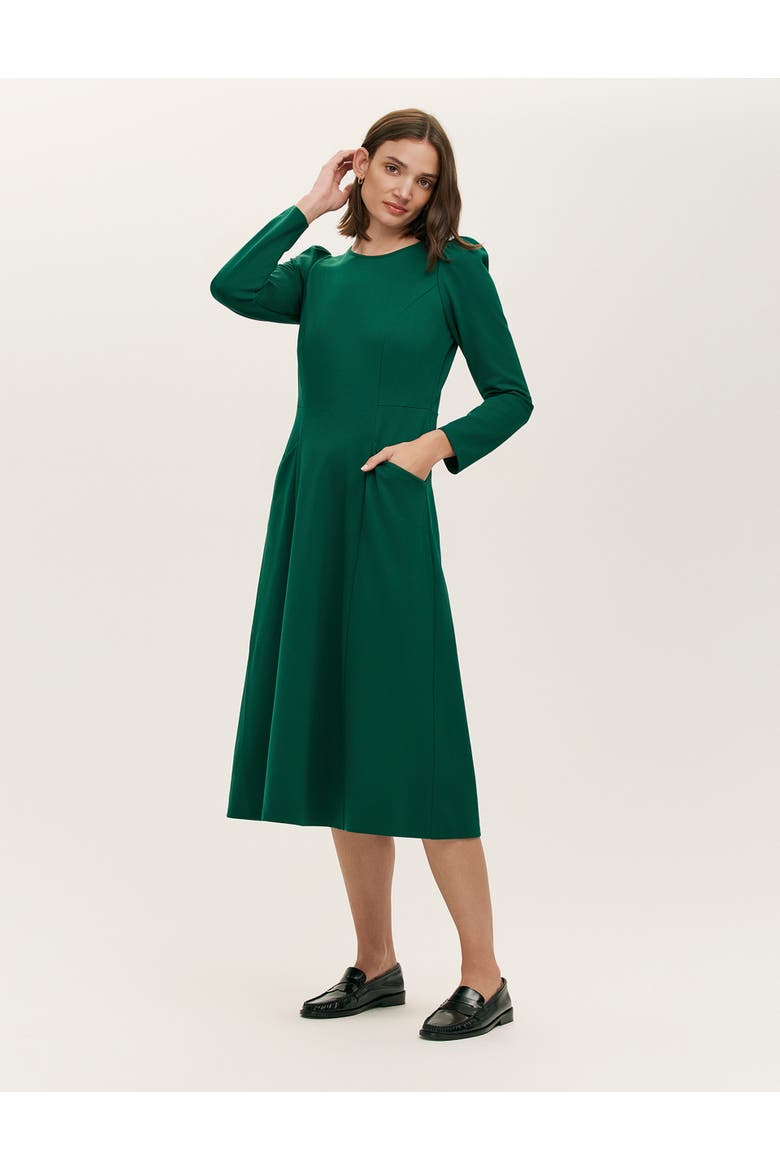 Felice Ponte Jersey Midi Dress, Alternate, color, Bottle Green