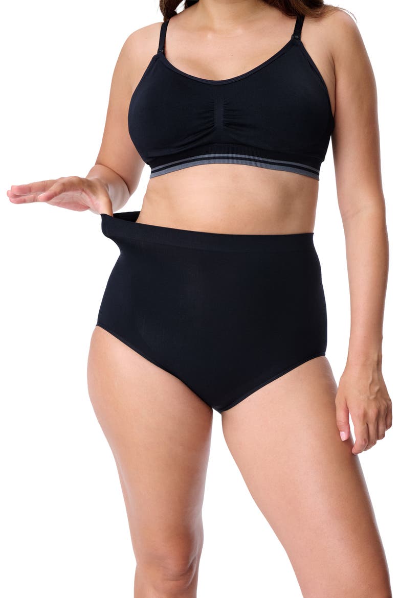 Motherhood Women's Maternity Seamless Over-the-Bump Panty, 2-Pack, Alternate, color, Black and Oat