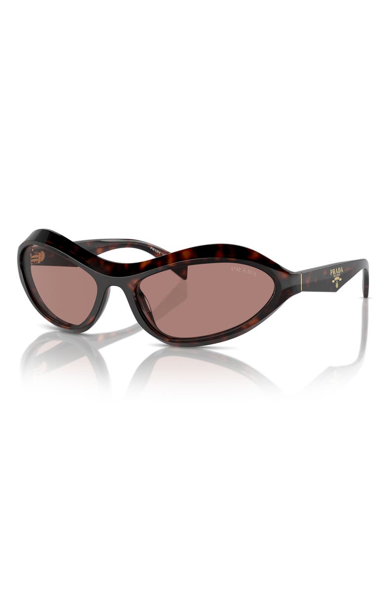Prada 61mm Oval Sunglasses, Alternate, color, Lite Brown