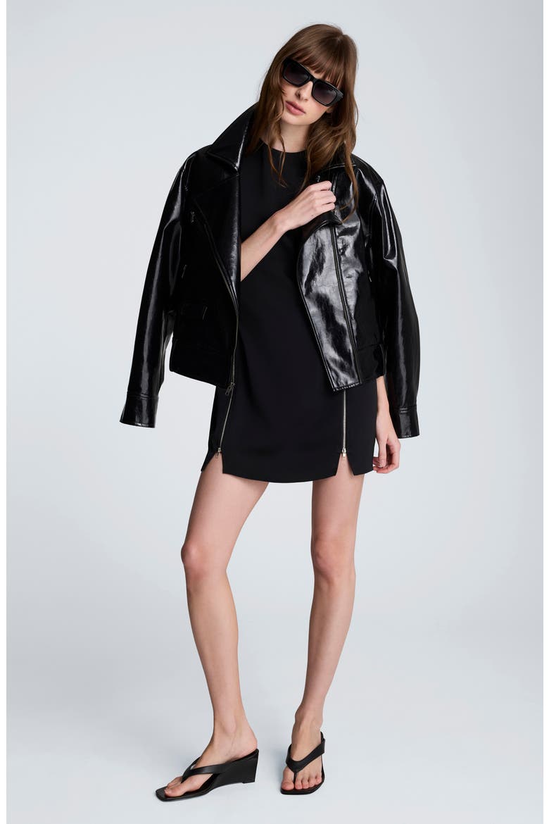 Zip Sheath Minidress, Alternate, color, BLACK