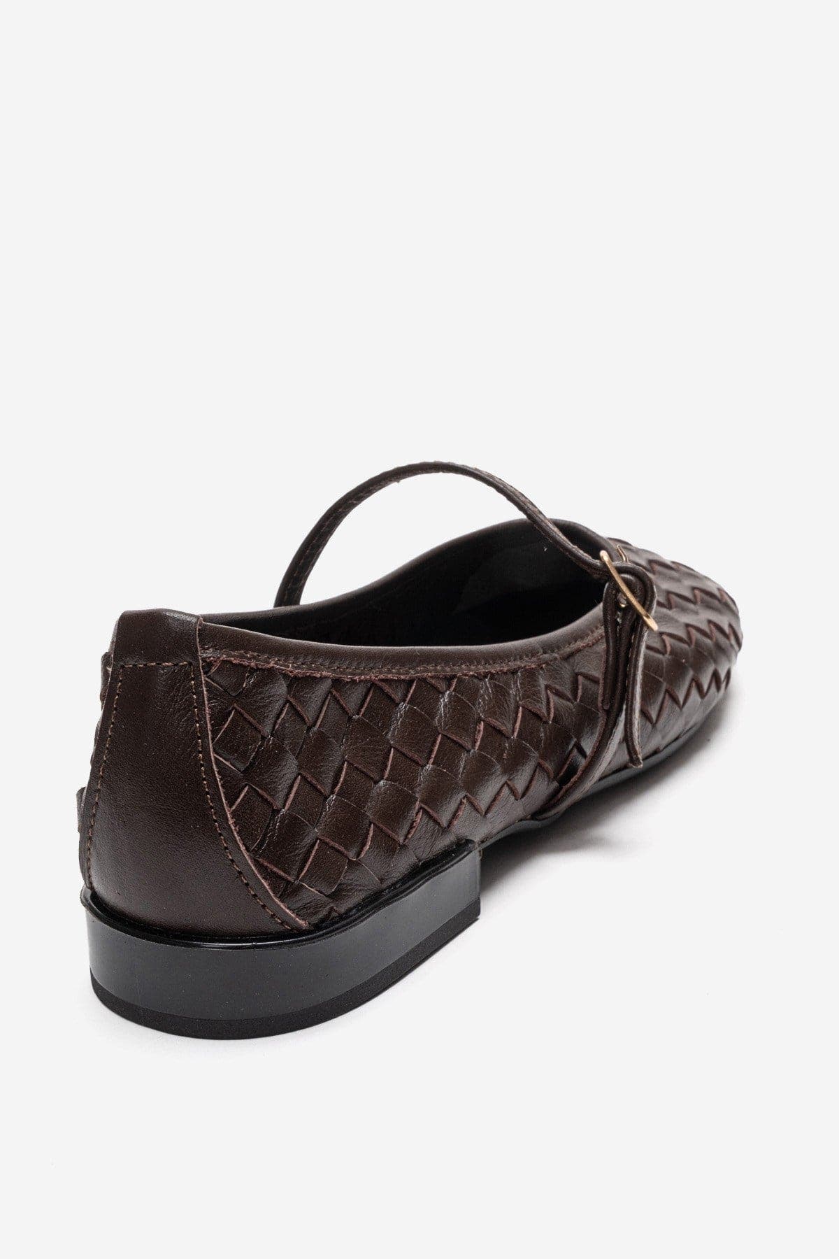Forever & Always Shoes Yevora Leather Woven Strap Ballet Flat, Alternate, color, Brown