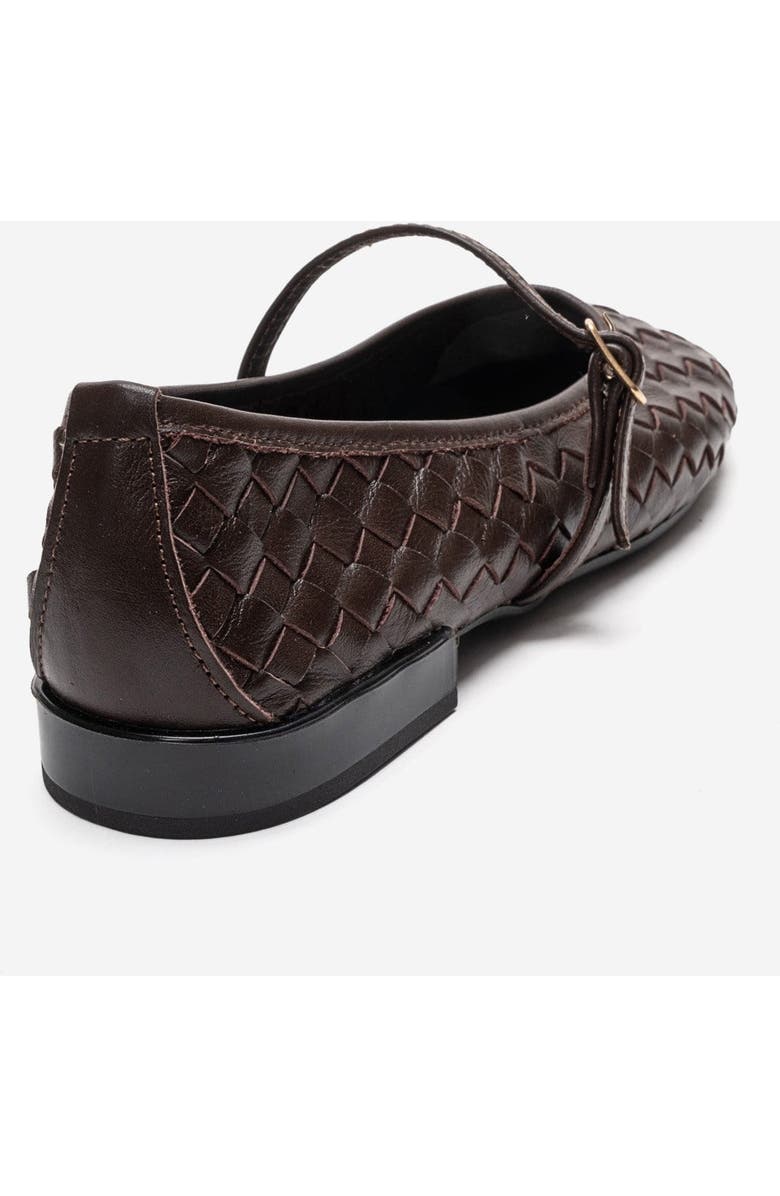Forever & Always Shoes Yevora Leather Woven Strap Ballet Flat, Alternate, color, Brown