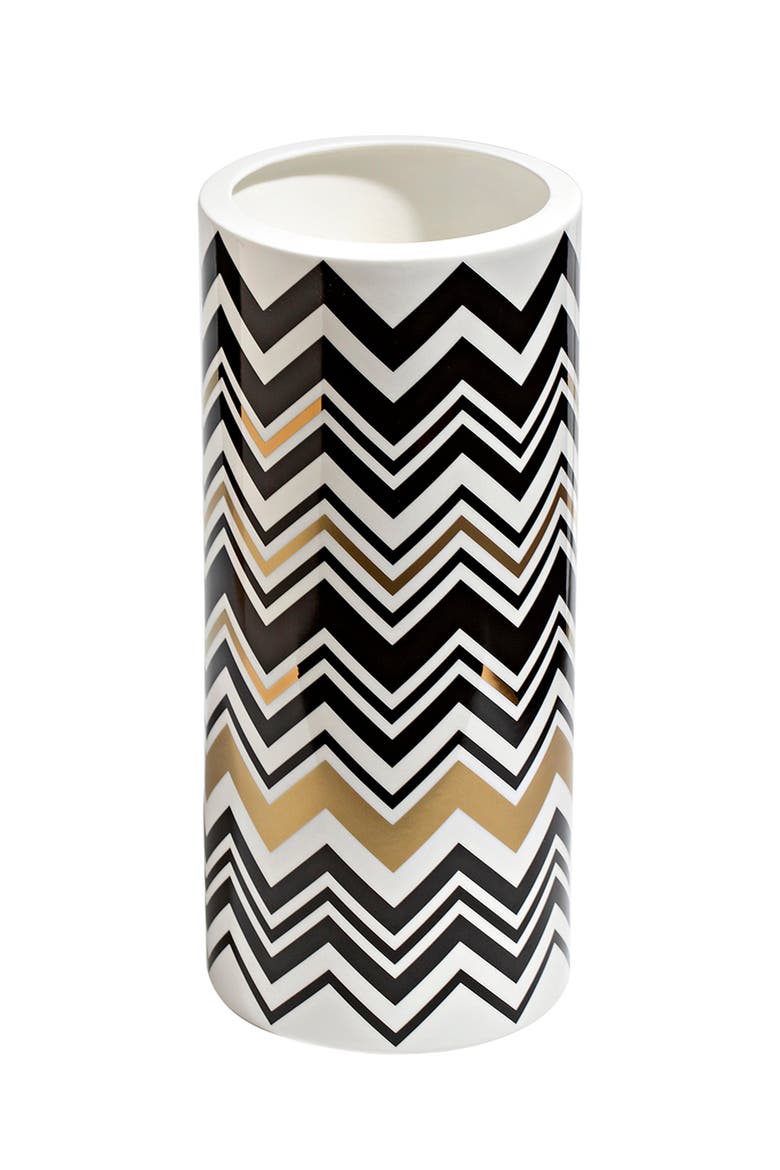 High Vase ZIG ZAG  Gold diam. 6.3", H 14", Main, color, Multicolor