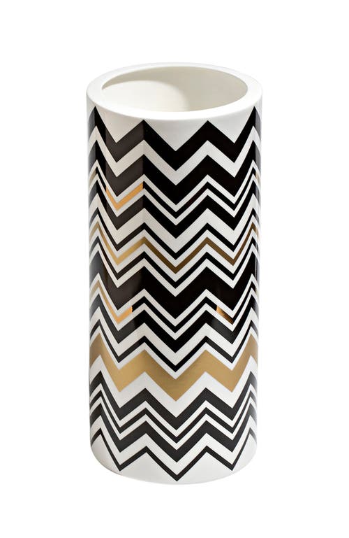 Missoni Home Tableware High Vase Zig Zag Gold Diam. 6.3", H 14"