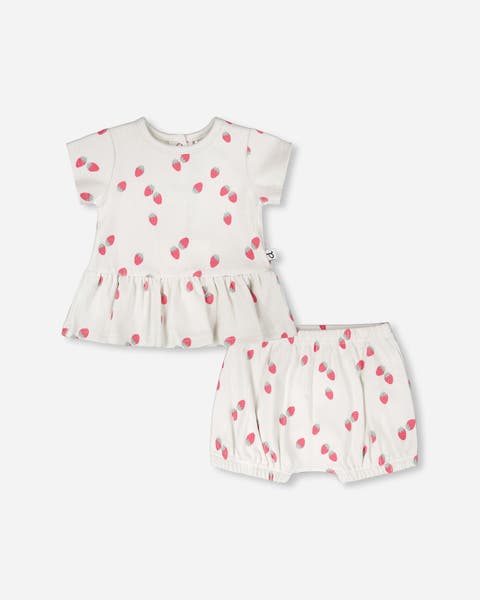 Cotton Rib Jersey Strawberries Printed Top and Short Set (Baby)