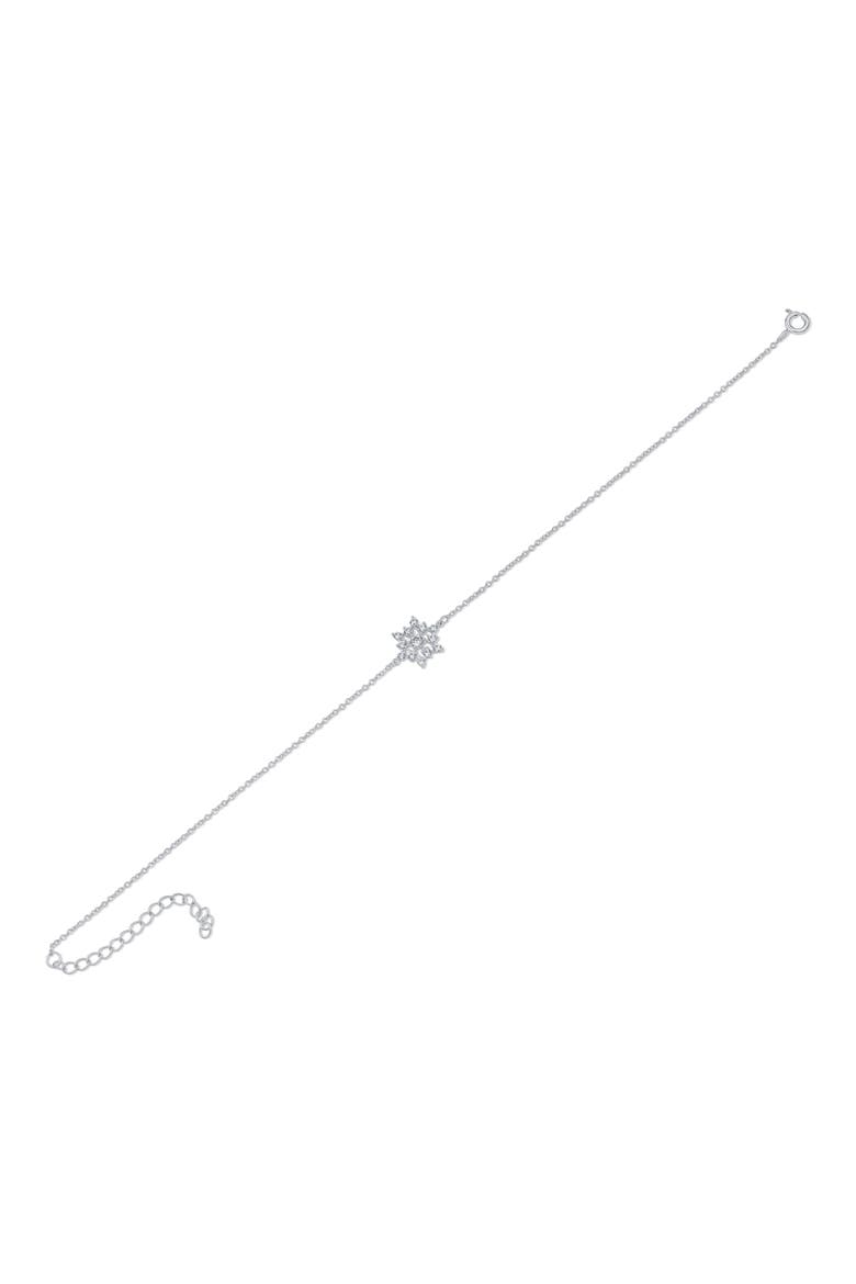 Cubic Zirconia Snowflake Station Anklet, Alternate, color, CLEAR SILVER