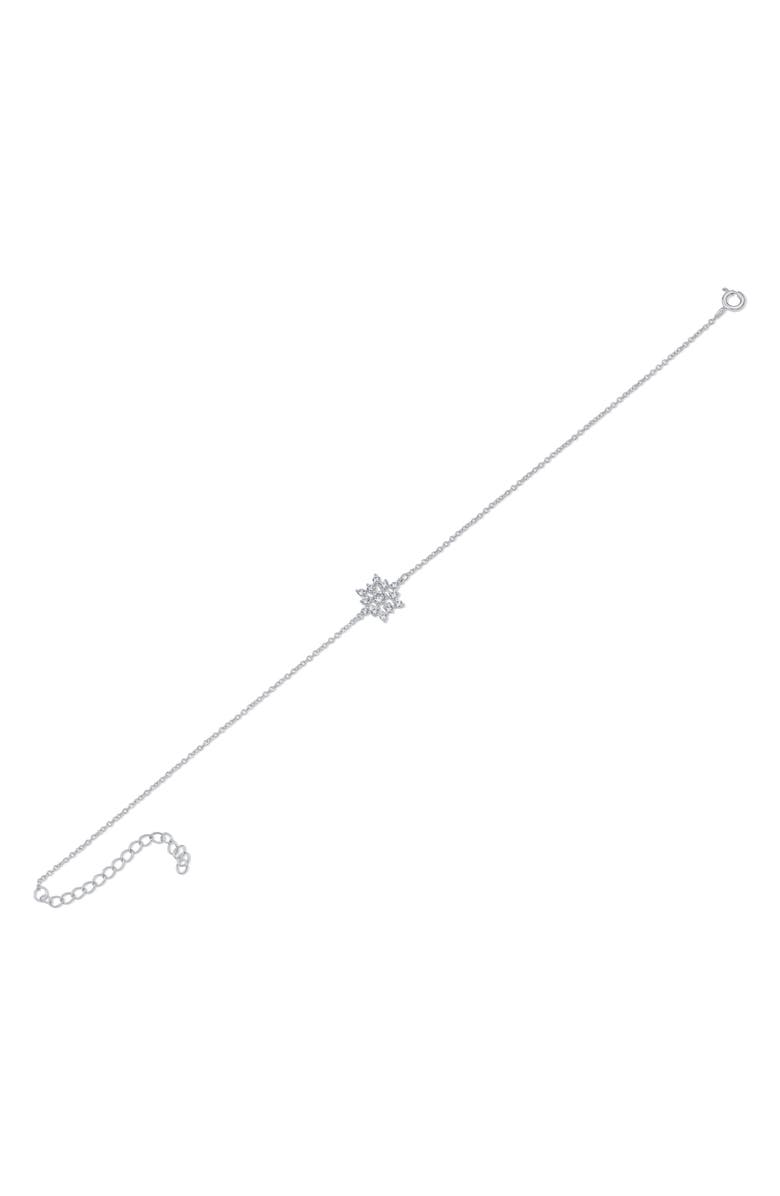 CZ by Kenneth Jay Lane Cubic Zirconia Snowflake Station Anklet, Alternate, color, Clear Silver
