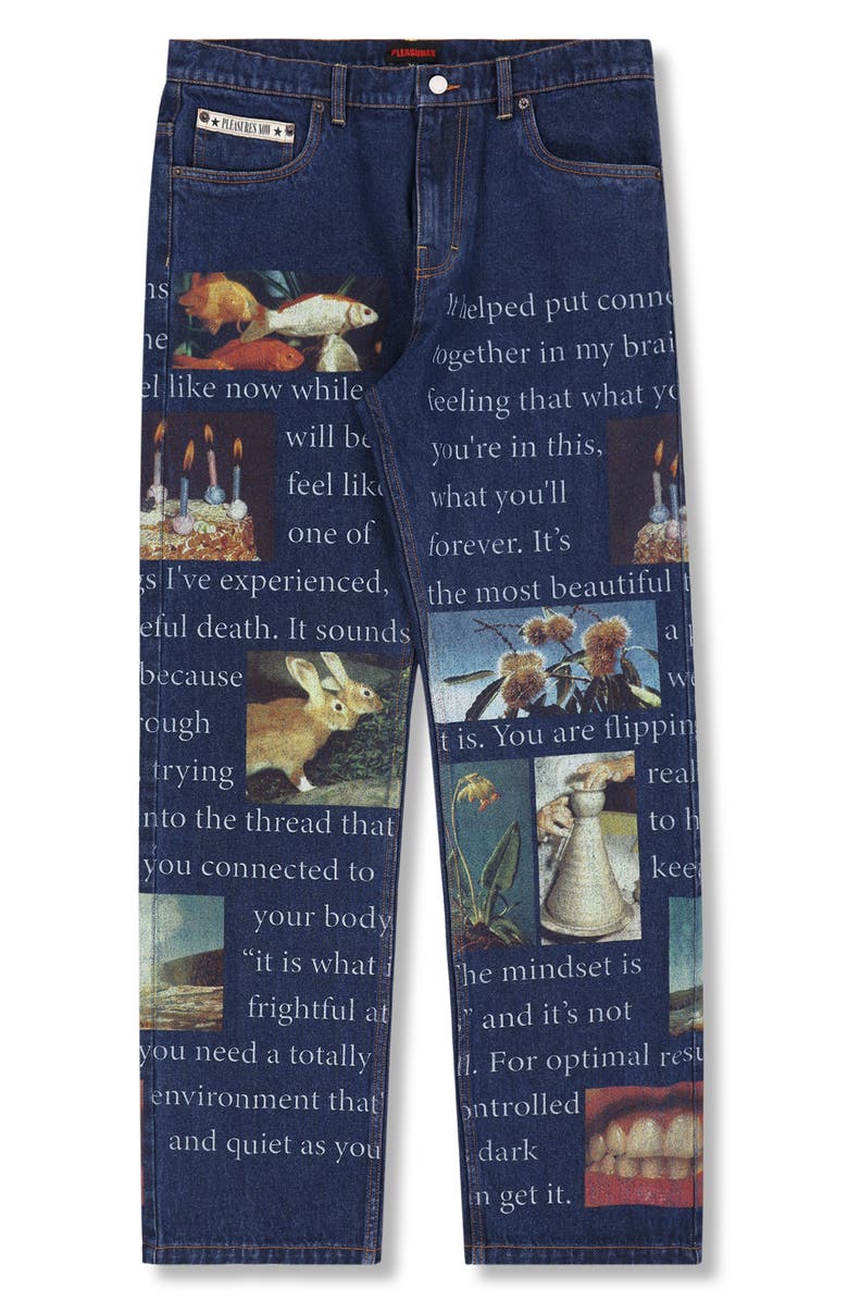 PLEASURES Connections Relaxed Straight Leg Jeans, Alternate, color, Washed Indigo