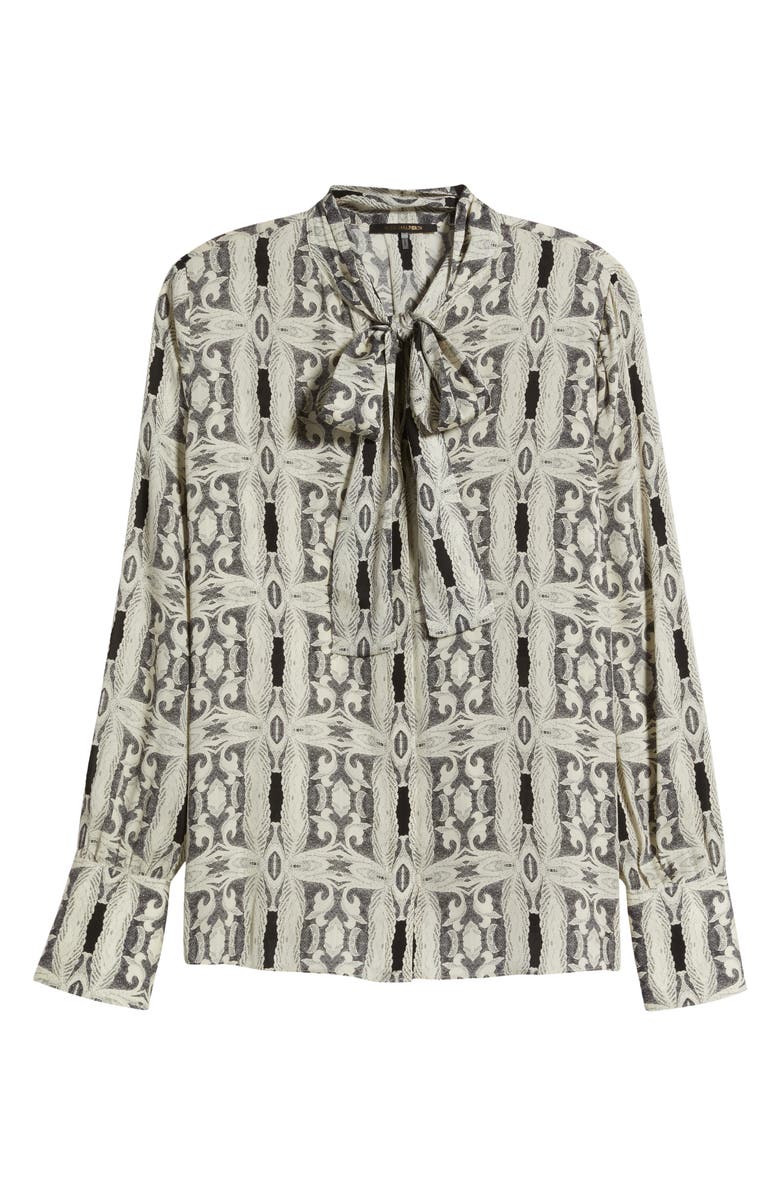 KOBI HALPERIN Gisela Deco Print Tie Neck Stretch Silk Shirt, Main, color, 