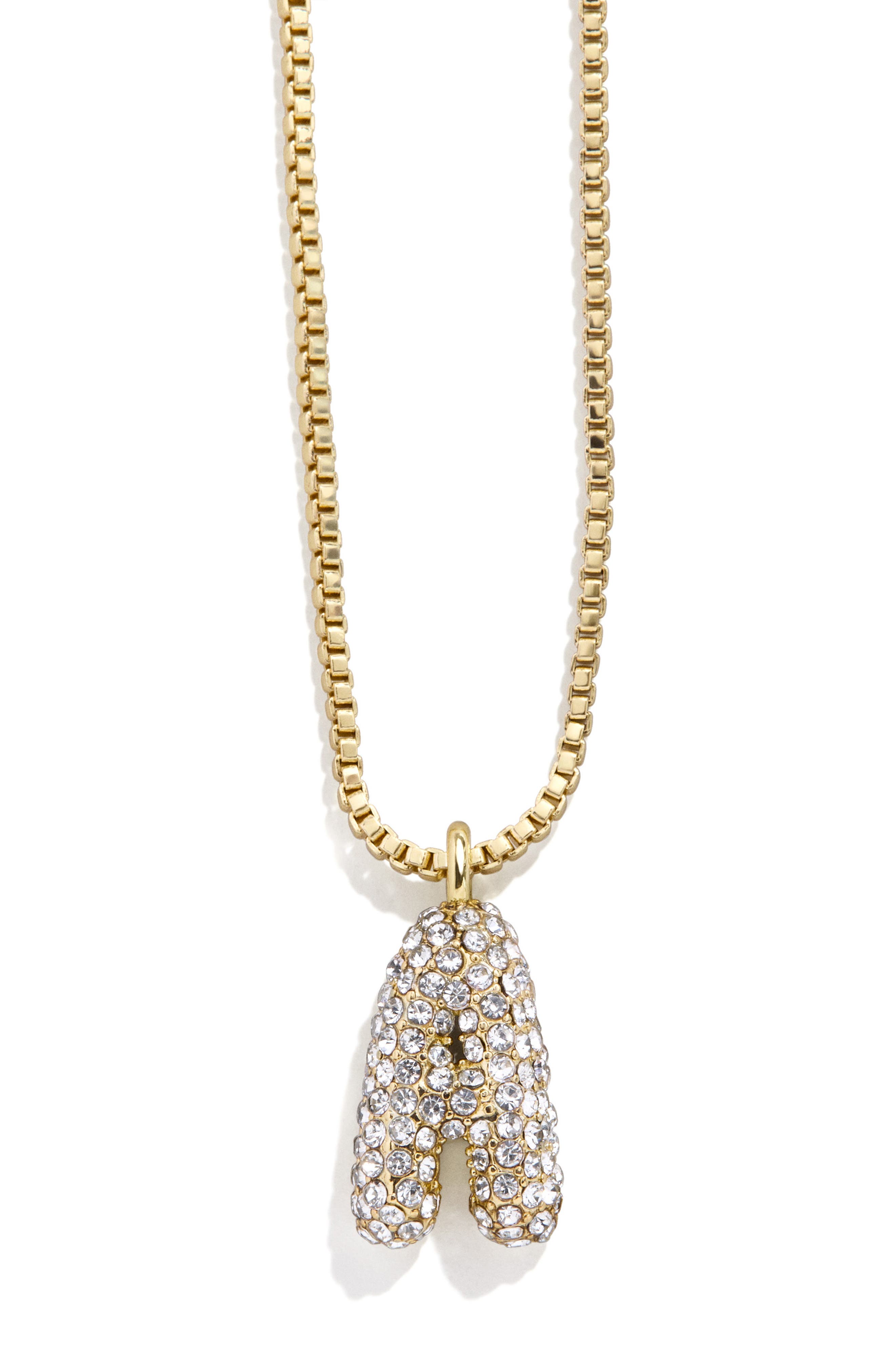 BaubleBar Mini Pavé Bubble Initial Necklace in Gold A 