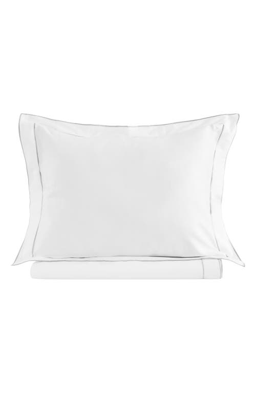 Melange Home Framed Embroidered Duvet & Sham Set In White/grey
