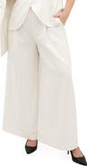 City Chic Belted Pinstripe Wide Leg Pants