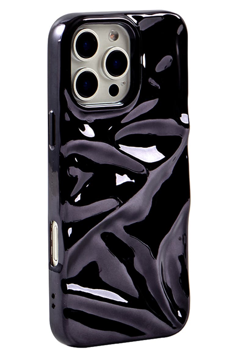 Black Crinkle iPhone 16 Pro Max Case, Alternate, color, BLACK