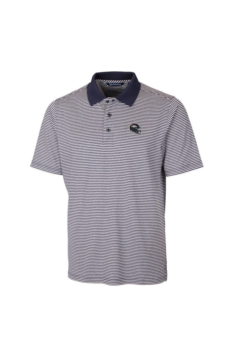 Cutter & Buck Men's Cutter & Buck  Navy Denver Broncos Helmet Forge Tonal Stripe Stretch Polo, Alternate, color, 