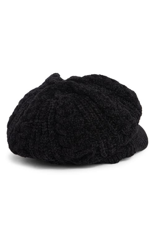 Nine West Chenille Slouchy Cable Knit Cap In Black