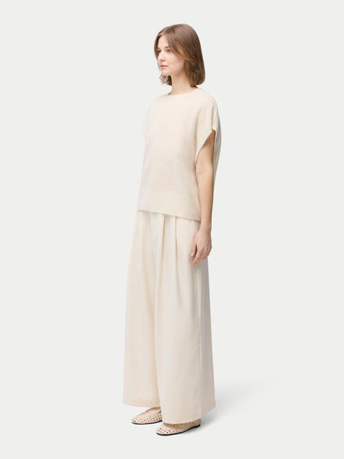Gobi Mongolian Cashmere Batwing Short-sleeved Cashmere Top In Off White