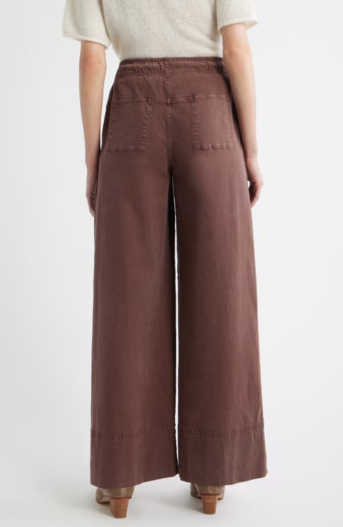 Treasure & Bond Drawstring Wide Leg Pants In Brown