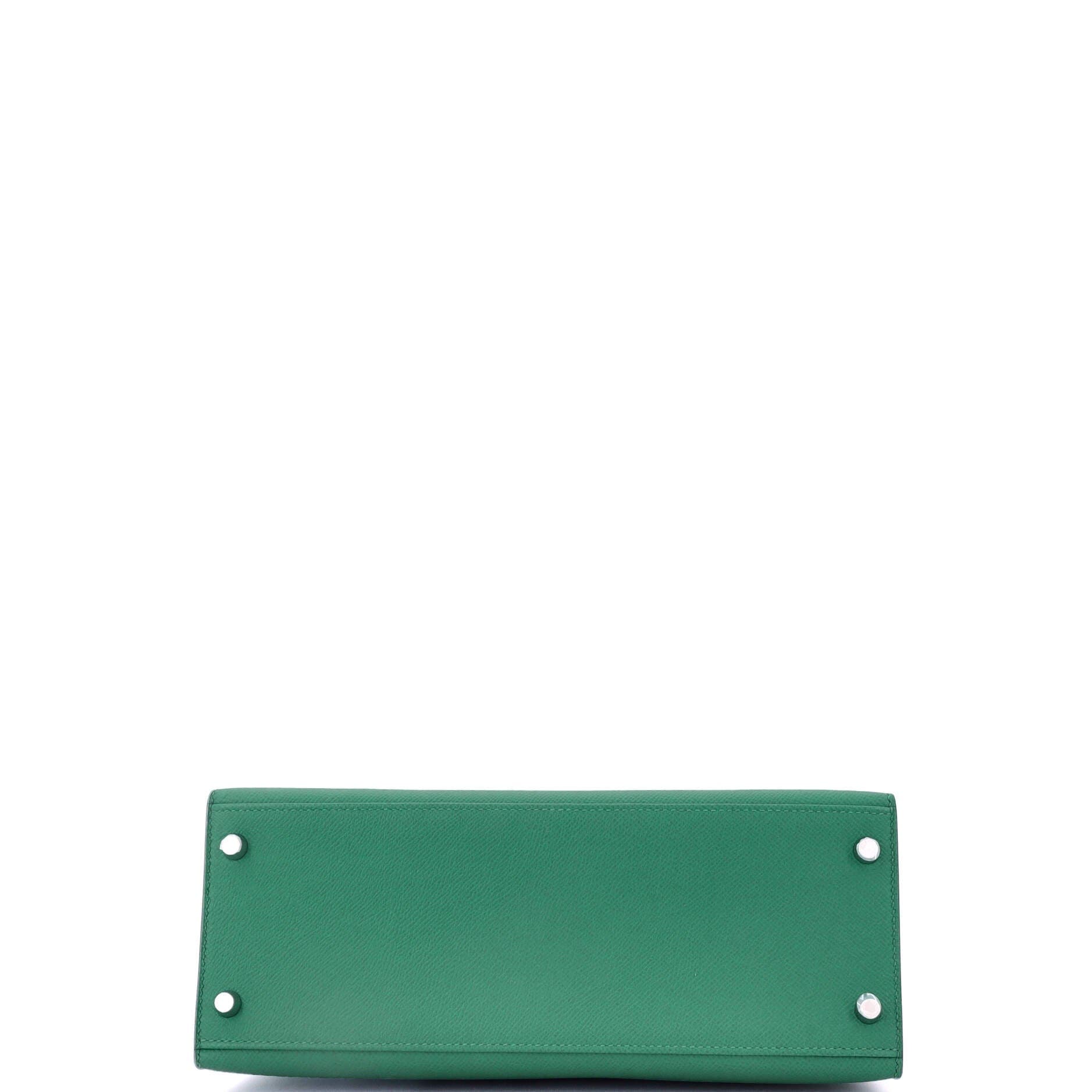 Pre-Owned Hermes Kelly Handbag Green Epsom with Palladium Hardware 28, Alternate, color, 