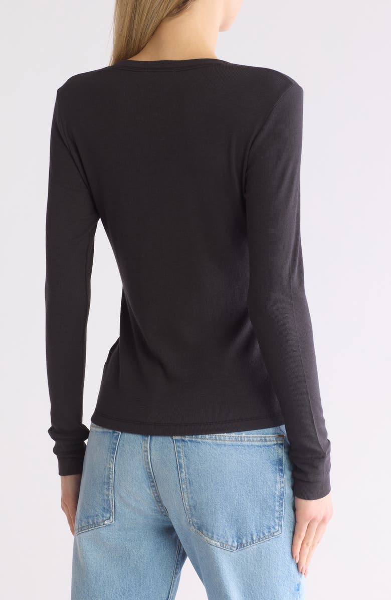 rag & bone Essie Ribbed Henley, Alternate, color, Black