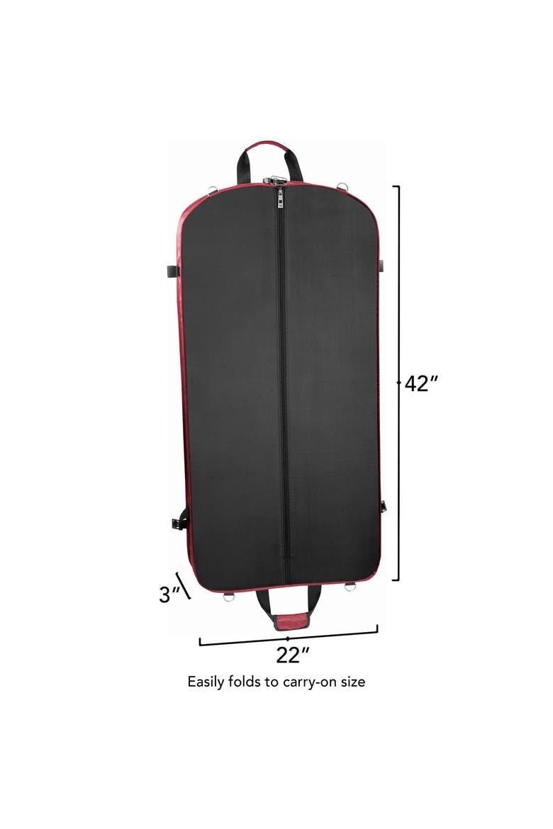 42" Premium Travel Garment Bag with shoulder strap and two large pockets, Alternate, color, Red