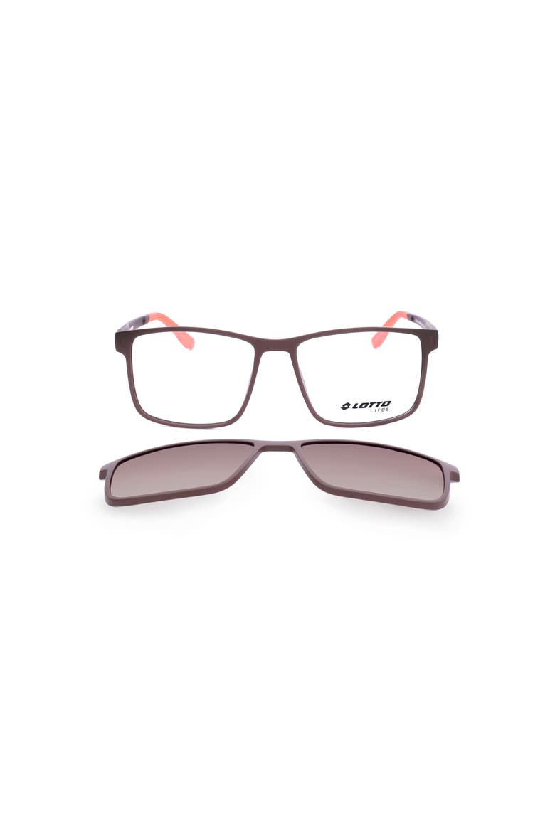 55mm Rectangular Optical Glasses, Main, color, MATT BROWN ORANGE