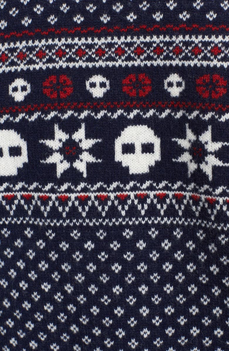 The Kooples SPORT Skull Jacquard Crewneck Sweater, Alternate, color,