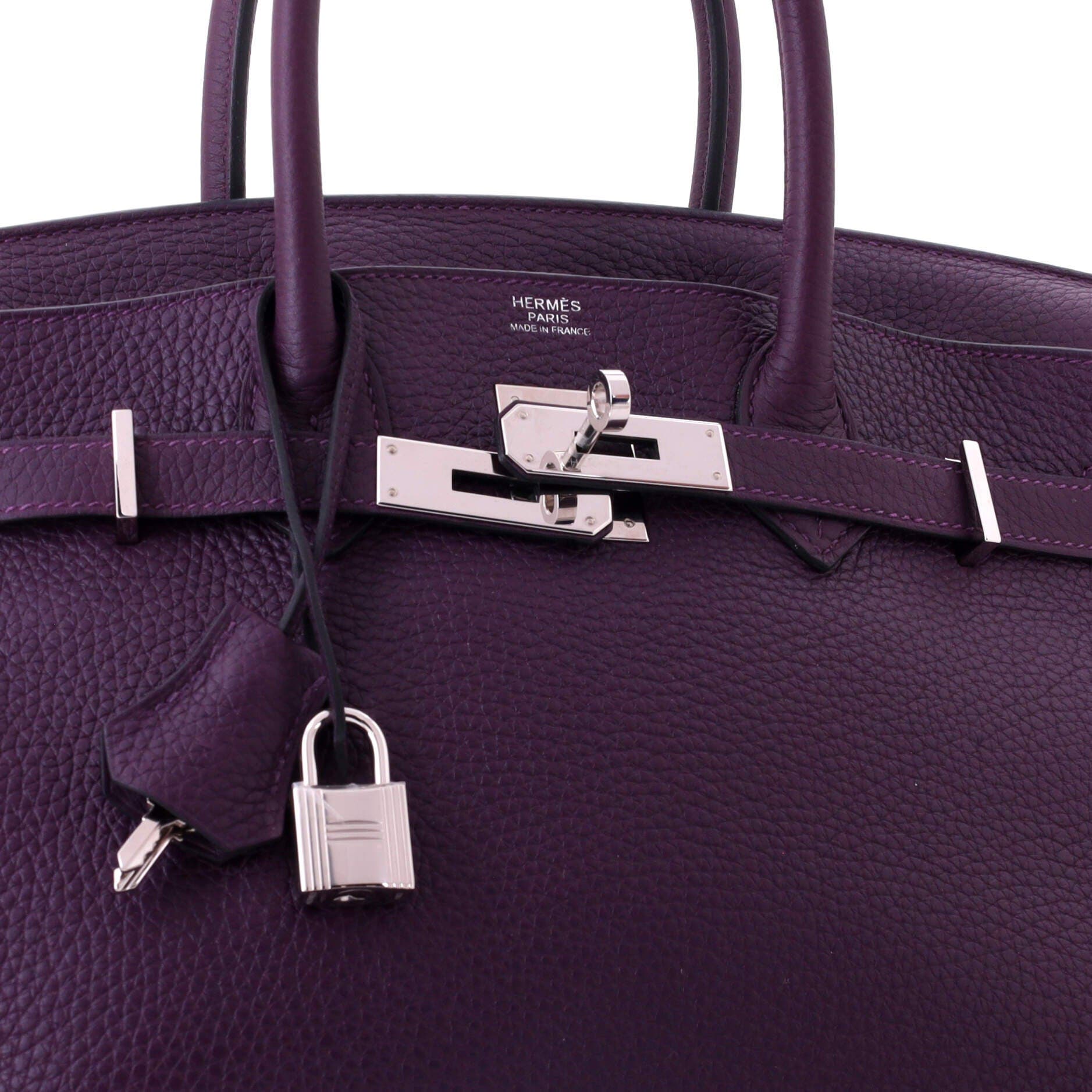 Pre-Owned Hermes Birkin Handbag Purple Clemence with Palladium Hardware 30, Alternate, color, Cassis