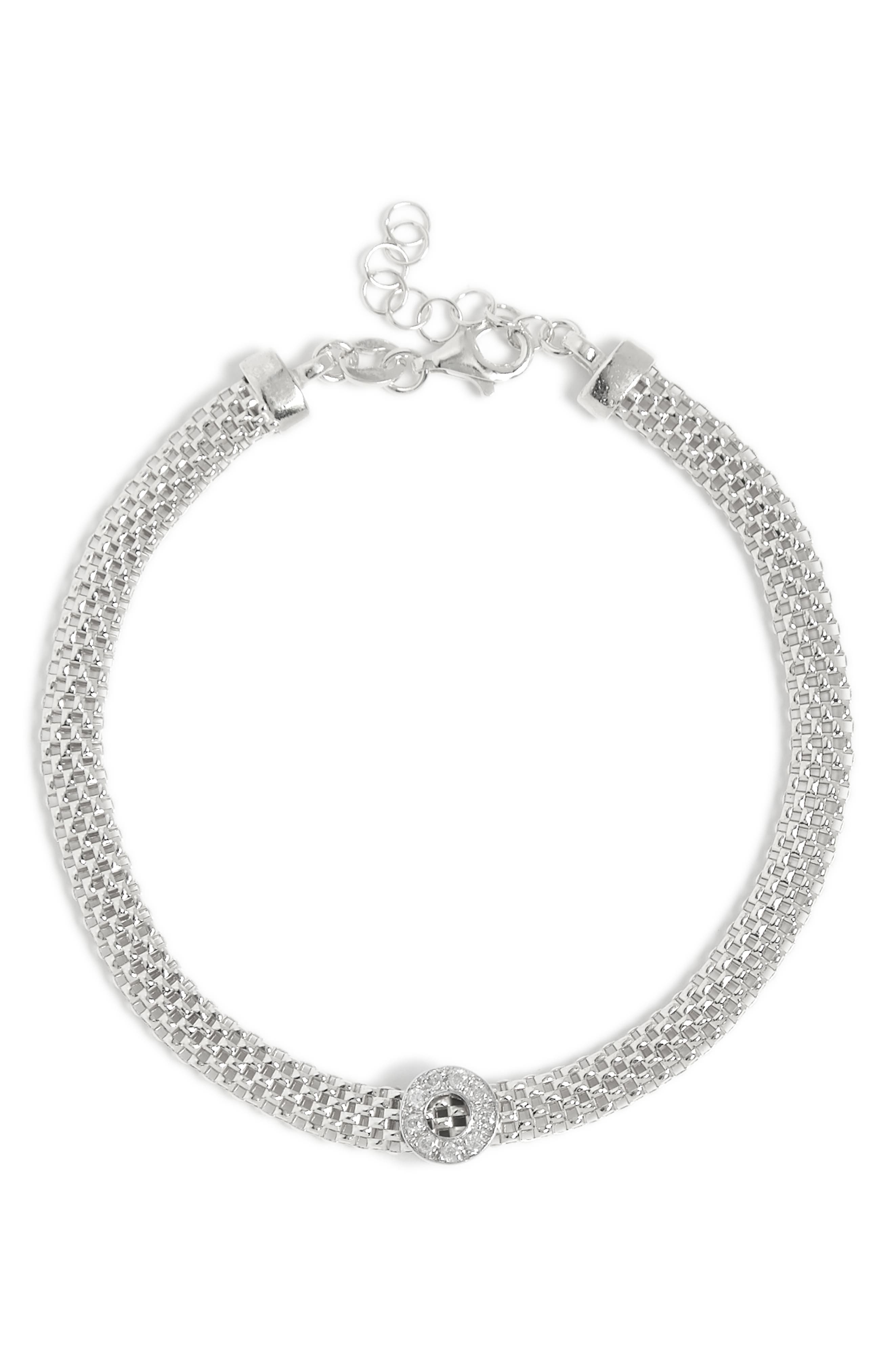 MESHMERISE Round Charm Diamond Mesh Bracelet